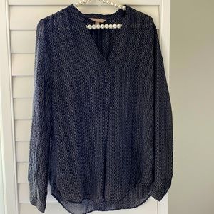 Sheer business top mini chevron print